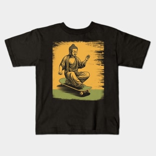 Buddha Skateboarding | Retro Skateboard | Funny Buddha #4 Kids T-Shirt